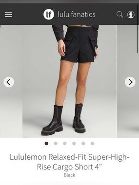 Lululemon Relaxed-Fit Super-High-
Rise Cargo Short 4" Size 6